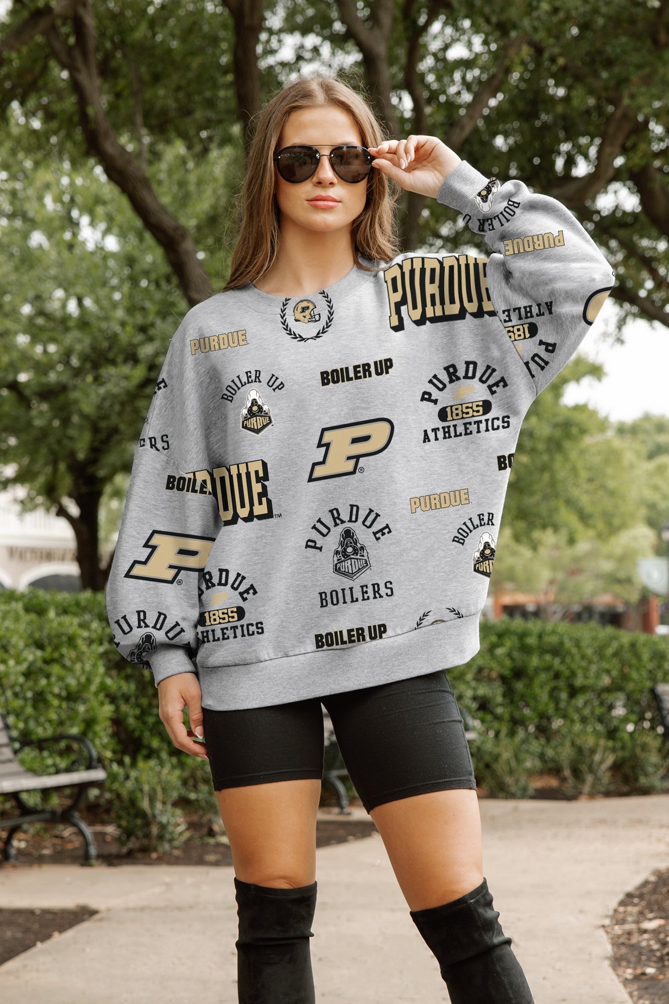 PURDUE BOILERMAKERS ALWAYS ON REPEAT PREMIUM FLEECE CREW SWEATSHIRT