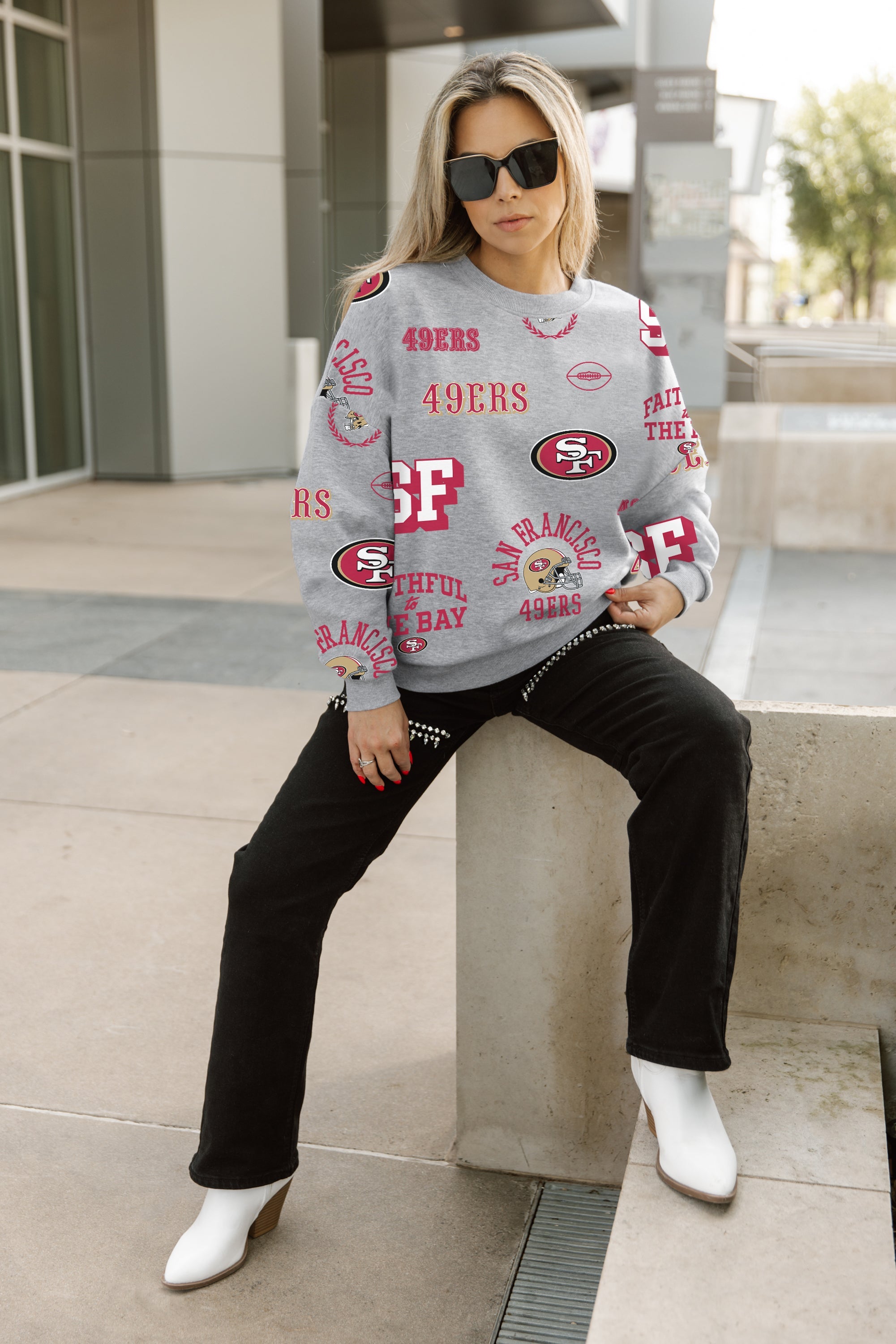 SAN FRANCISCO 49ERS ALWAYS ON REPEAT PREMIUM FLEECE CREW SWEATSHIRT