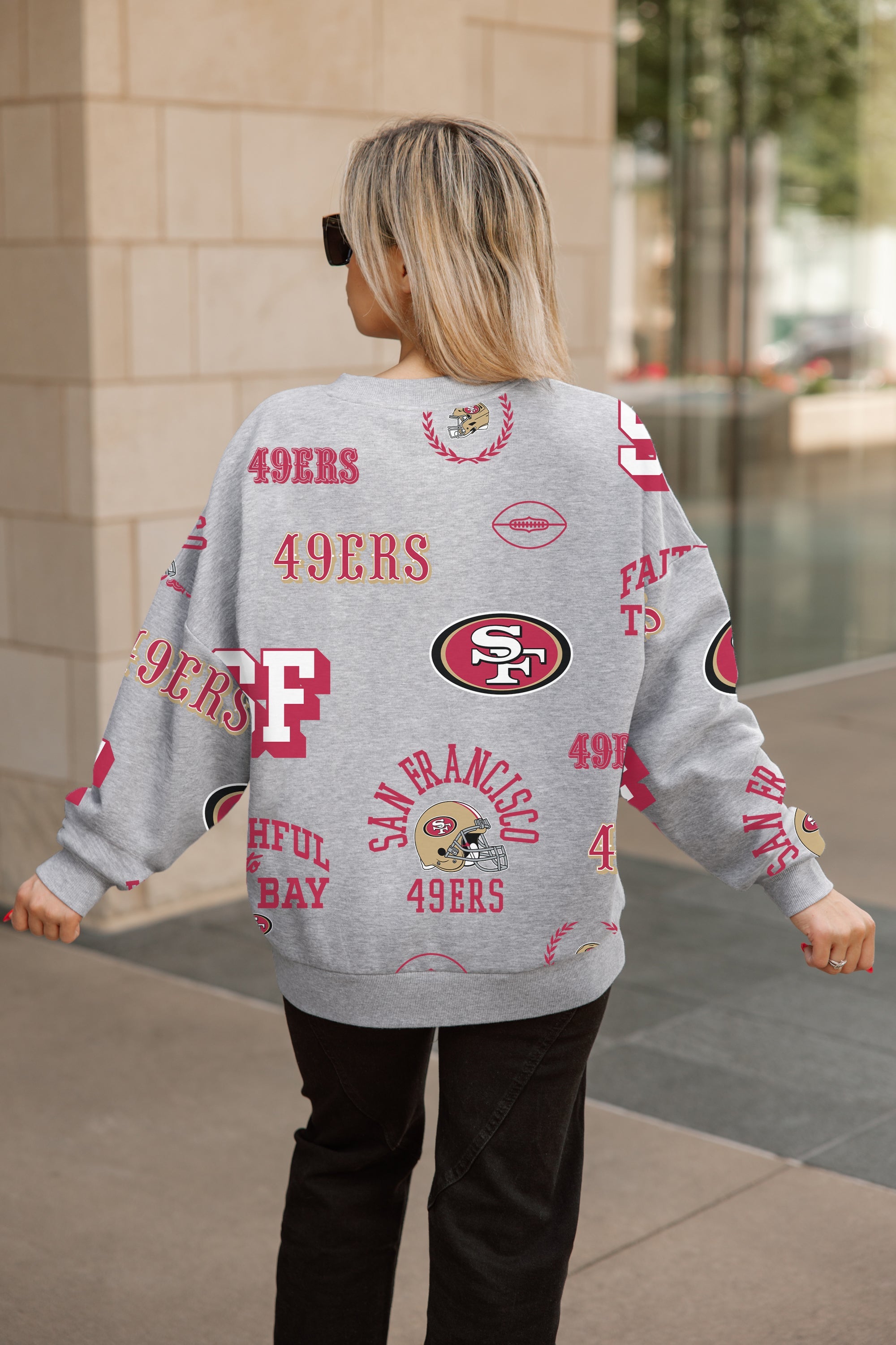 SAN FRANCISCO 49ERS ALWAYS ON REPEAT PREMIUM FLEECE CREW SWEATSHIRT