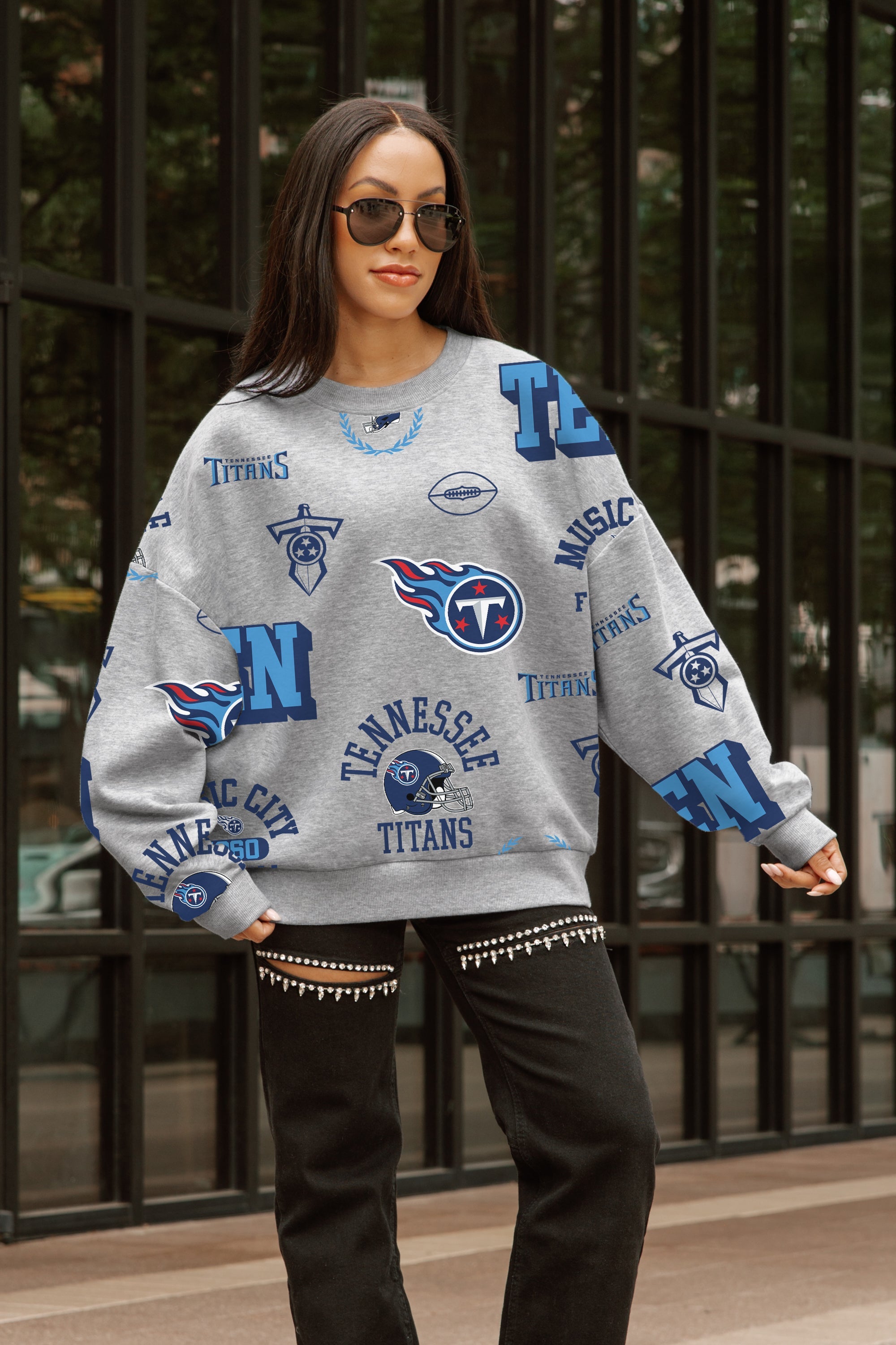 TENNESSEE TITANS ALWAYS ON REPEAT PREMIUM FLEECE CREW SWEATSHIRT