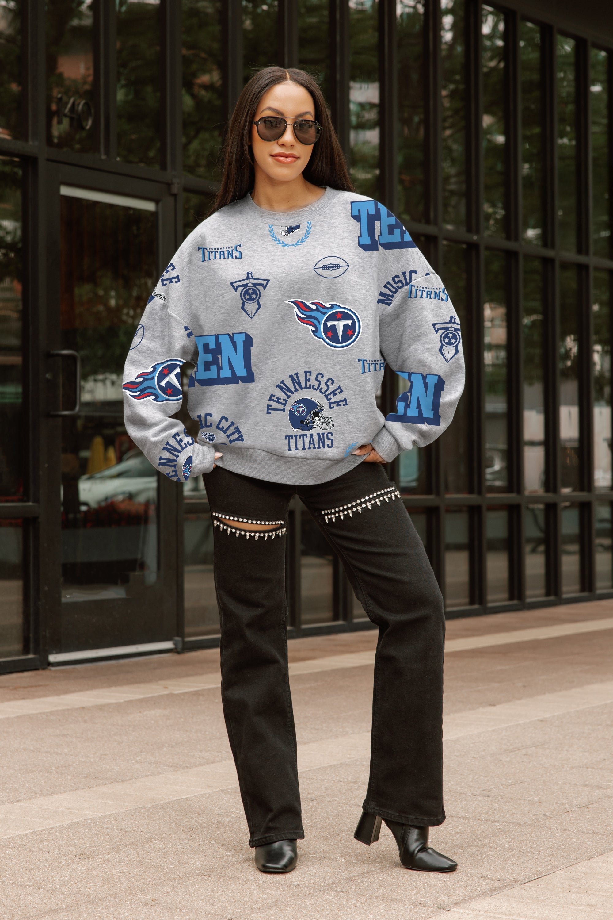 TENNESSEE TITANS ALWAYS ON REPEAT PREMIUM FLEECE CREW SWEATSHIRT