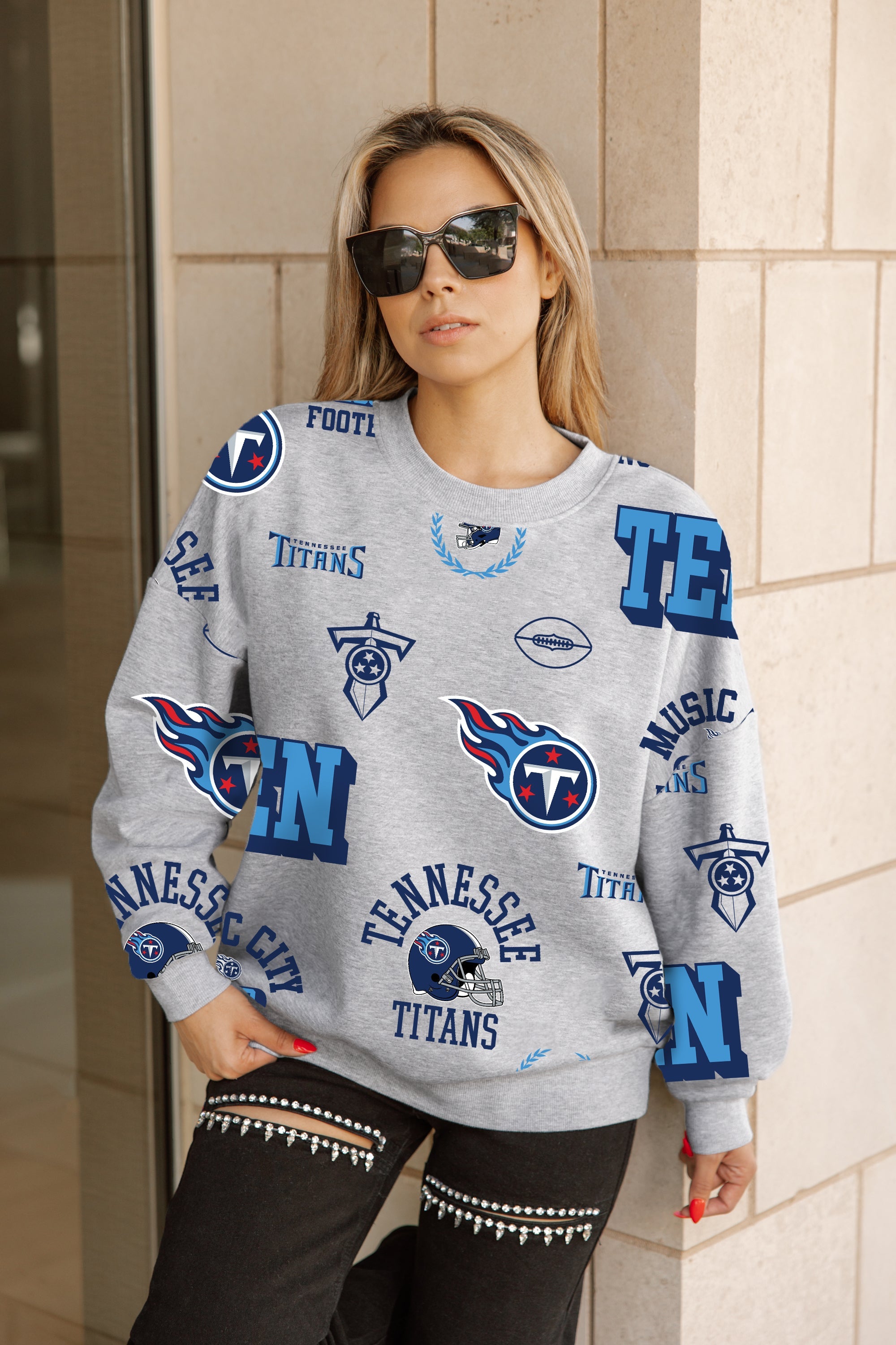 TENNESSEE TITANS ALWAYS ON REPEAT PREMIUM FLEECE CREW SWEATSHIRT
