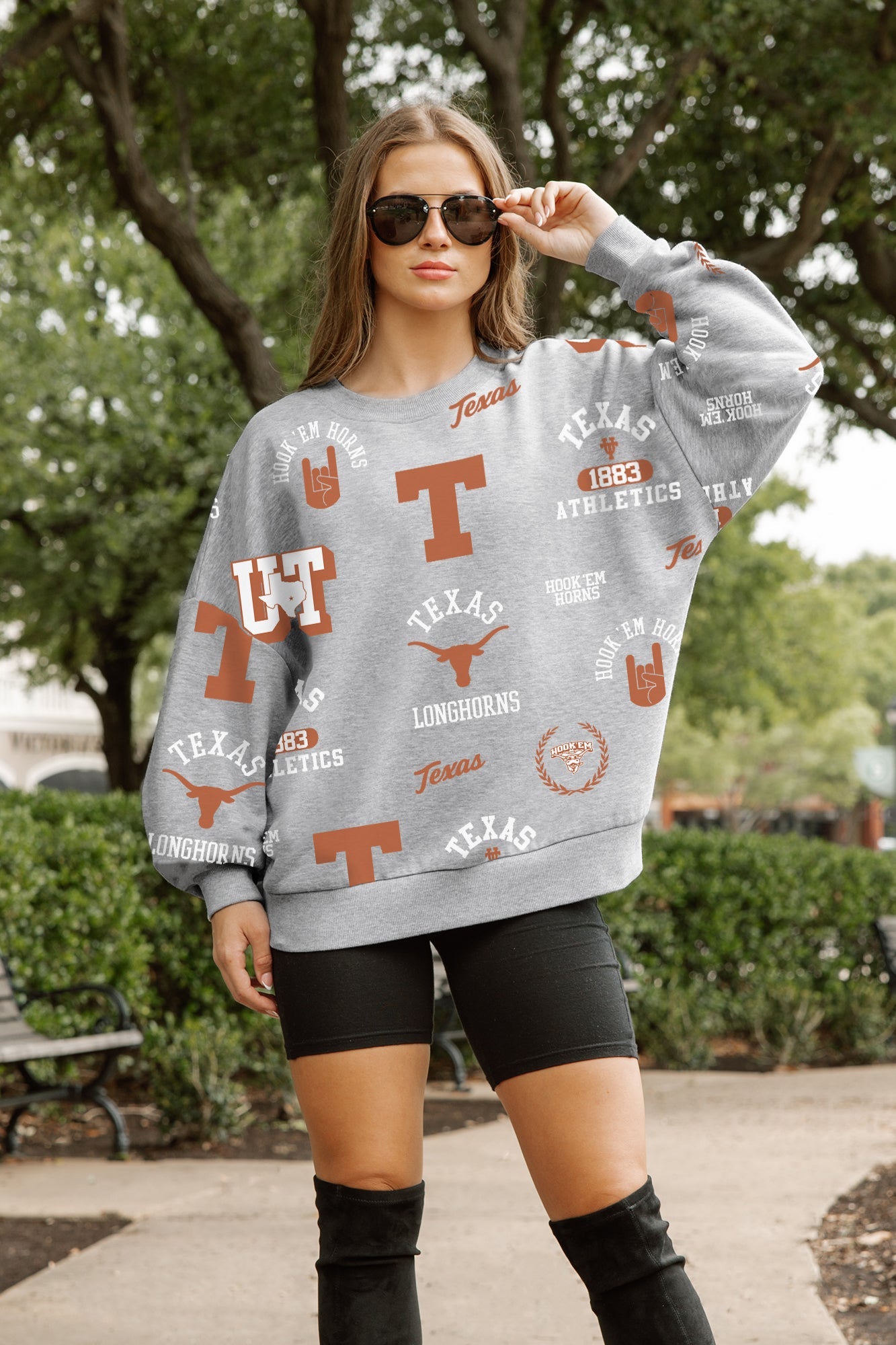 TEXAS LONGHORNS ALWAYS ON REPEAT PREMIUM FLEECE CREW SWEATSHIRT