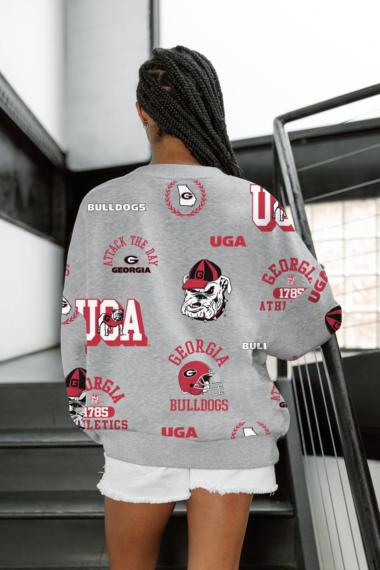 GEORGIA BULLDOGS ALWAYS ON REPEAT PREMIUM FLEECE CREW SWEATSHIRT