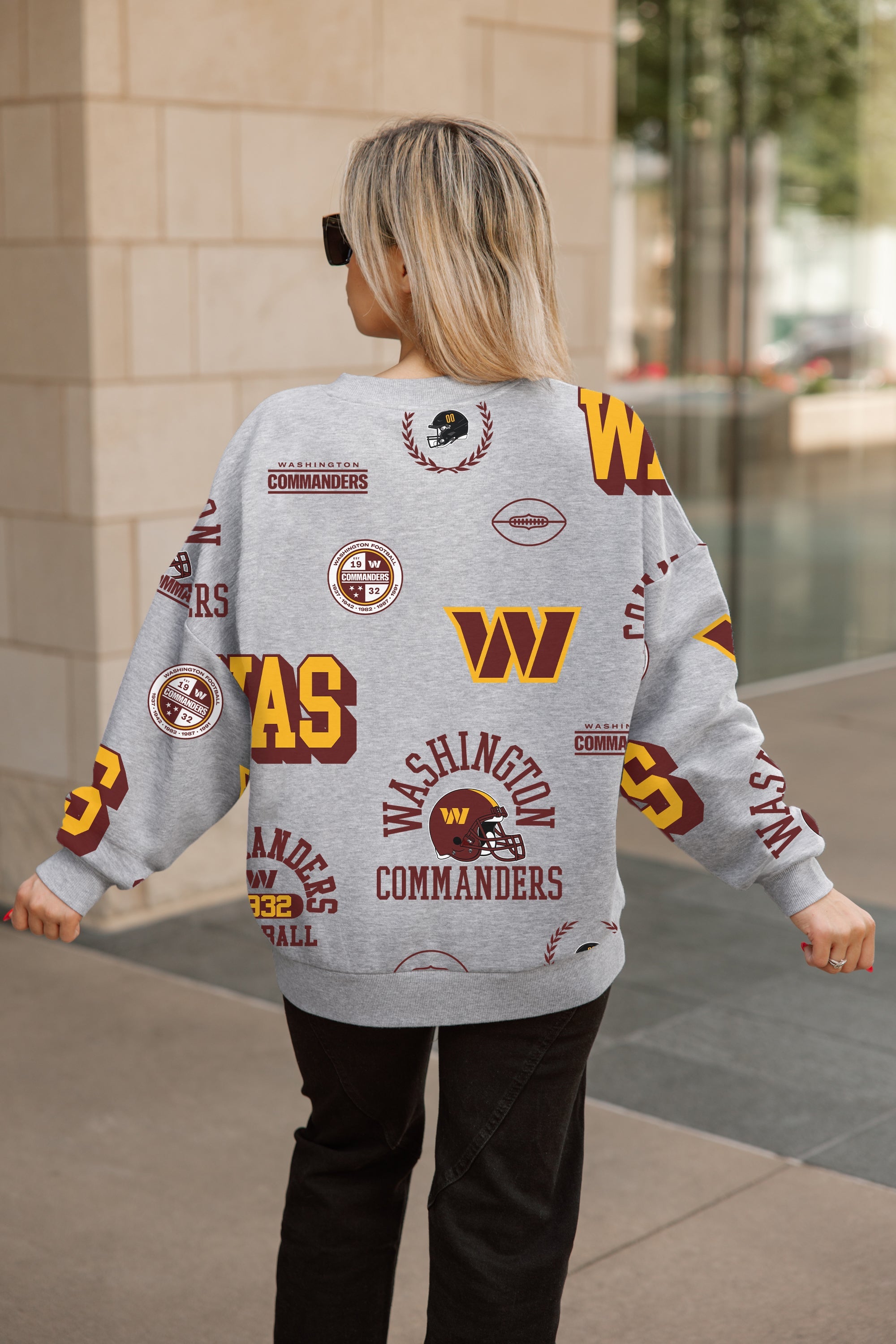 WASHINGTON COMMANDERS ALWAYS ON REPEAT PREMIUM FLEECE CREW SWEATSHIRT
