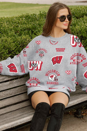 WISCONSIN BADGERS ALWAYS ON REPEAT PREMIUM FLEECE CREW SWEATSHIRT