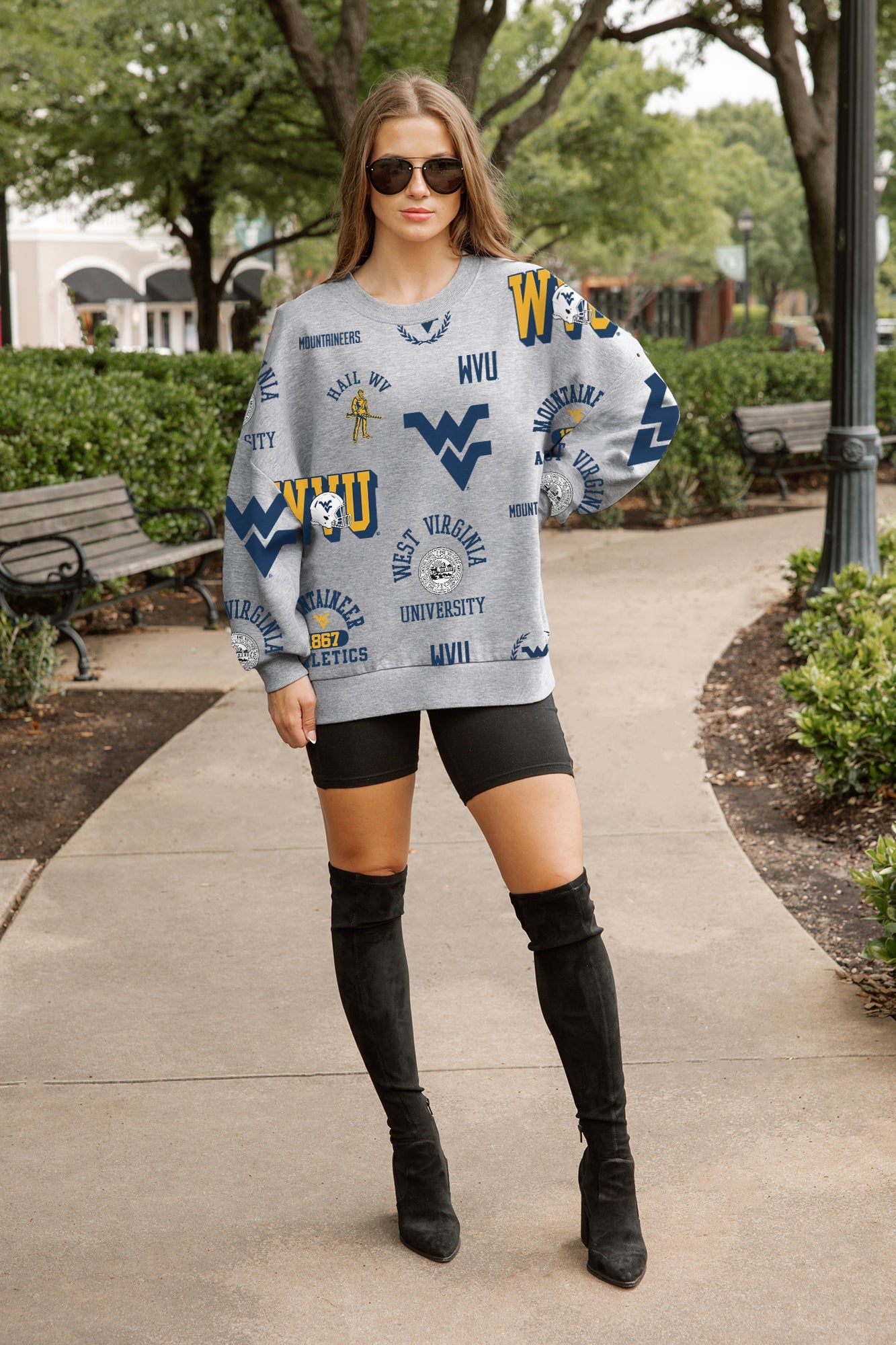 WEST VIRGINIA MOUNTAINEERS ALWAYS ON REPEAT PREMIUM FLEECE CREW SWEATSHIRT