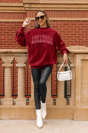 ARKANSAS RAZORBACKS MAKE A MOVE MOCK NECK CHENILLE PULLOVER