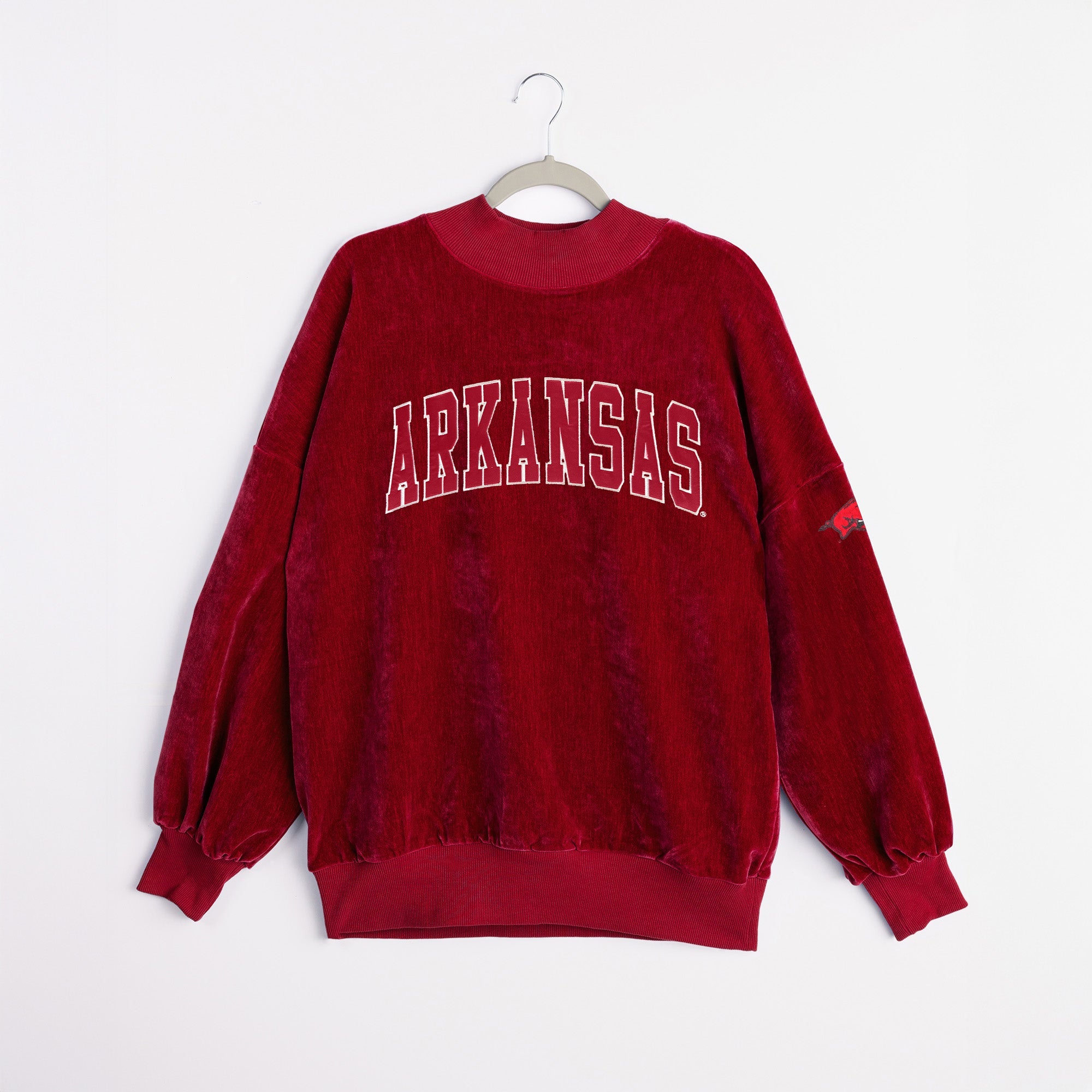 ARKANSAS RAZORBACKS MAKE A MOVE MOCK NECK CHENILLE PULLOVER