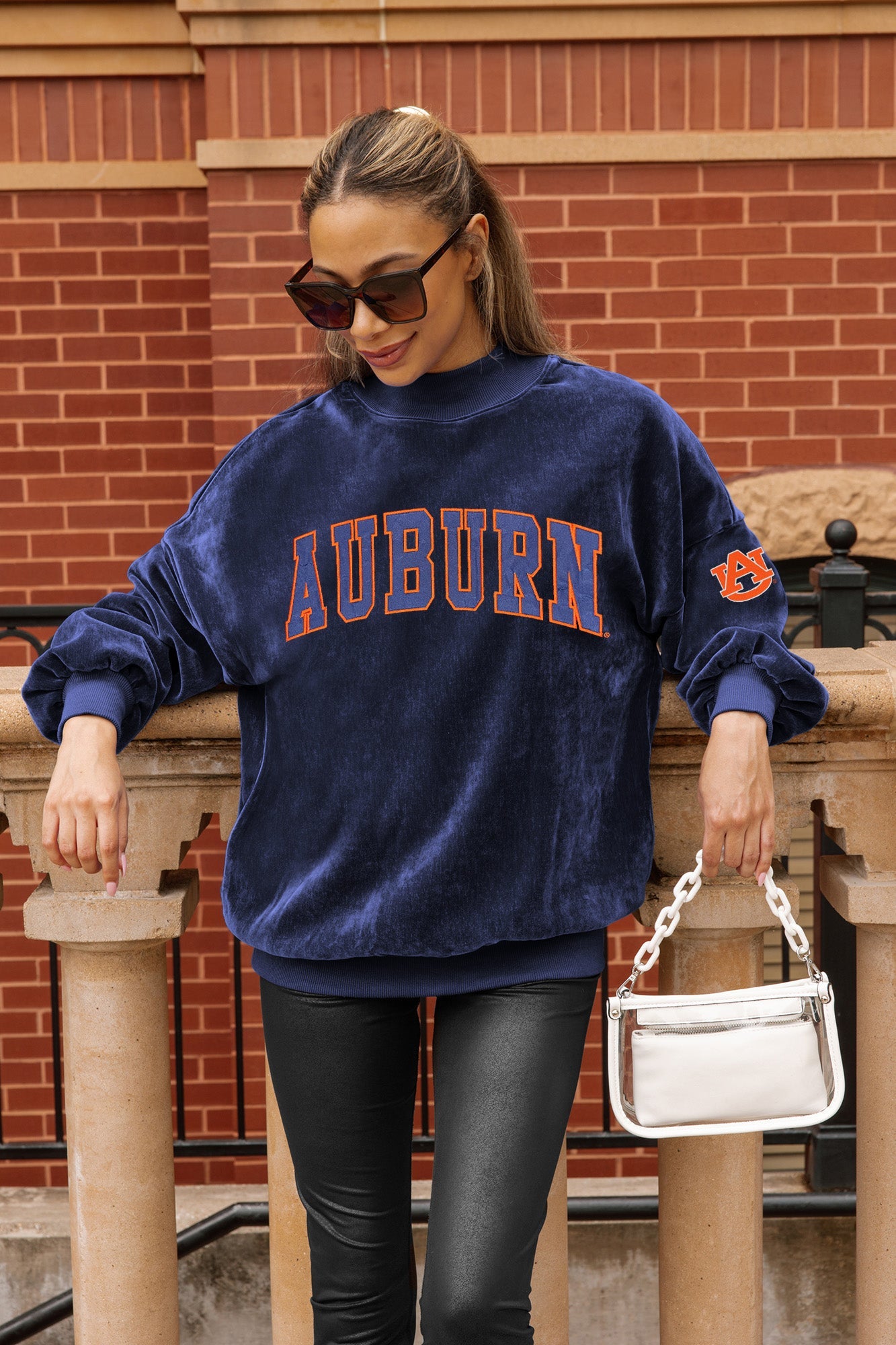 AUBURN TIGERS MAKE A MOVE MOCK NECK CHENILLE PULLOVER