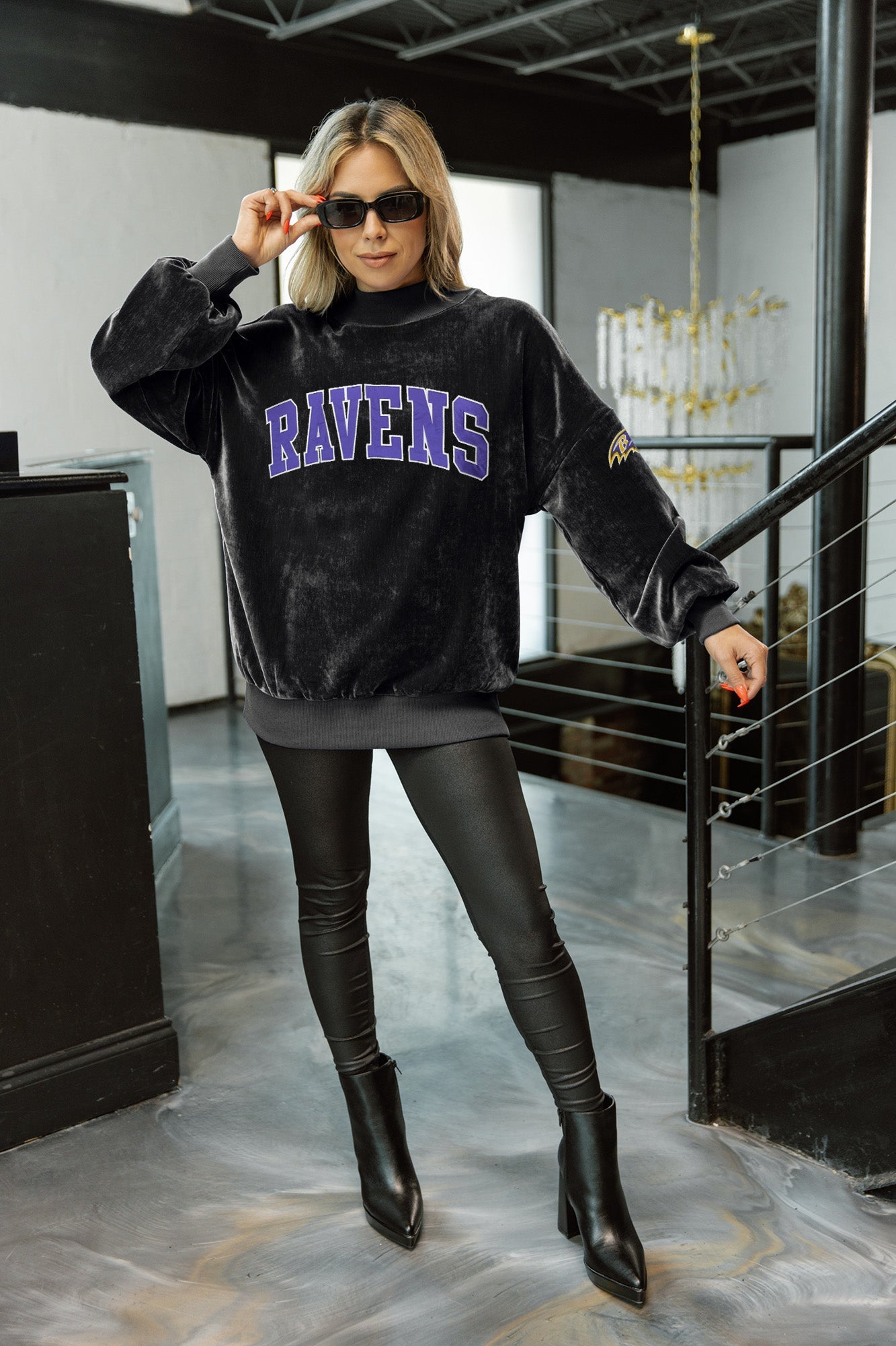 BALTIMORE RAVENS MAKE A MOVE MOCK NECK CHENILLE PULLOVER