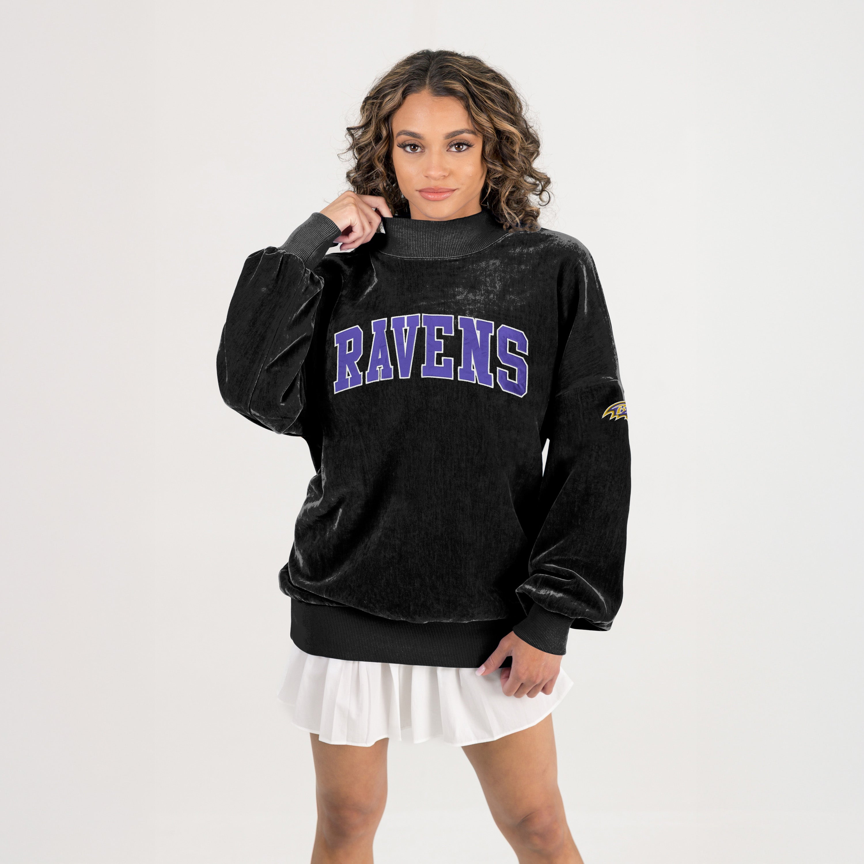 BALTIMORE RAVENS MAKE A MOVE MOCK NECK CHENILLE PULLOVER