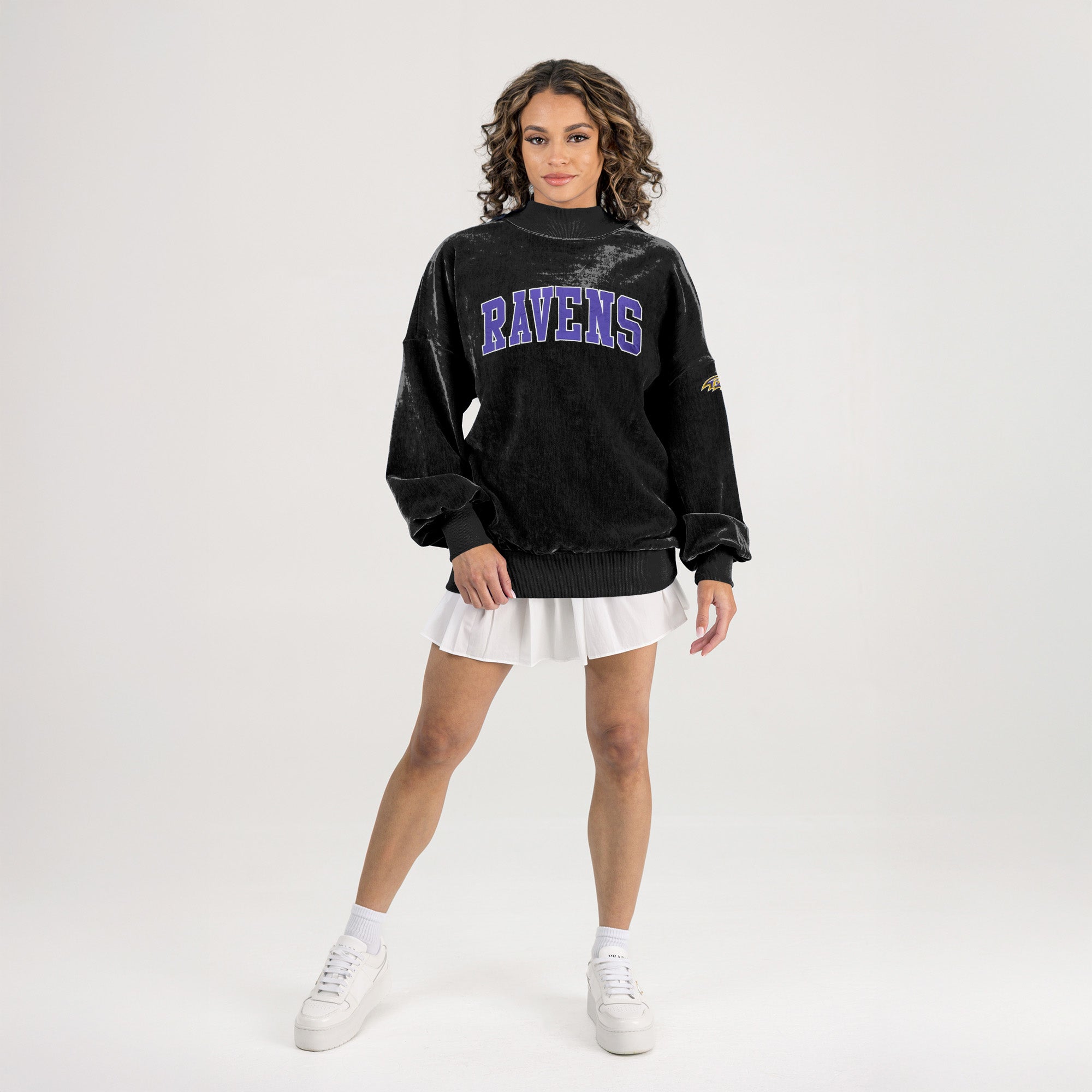 BALTIMORE RAVENS MAKE A MOVE MOCK NECK CHENILLE PULLOVER