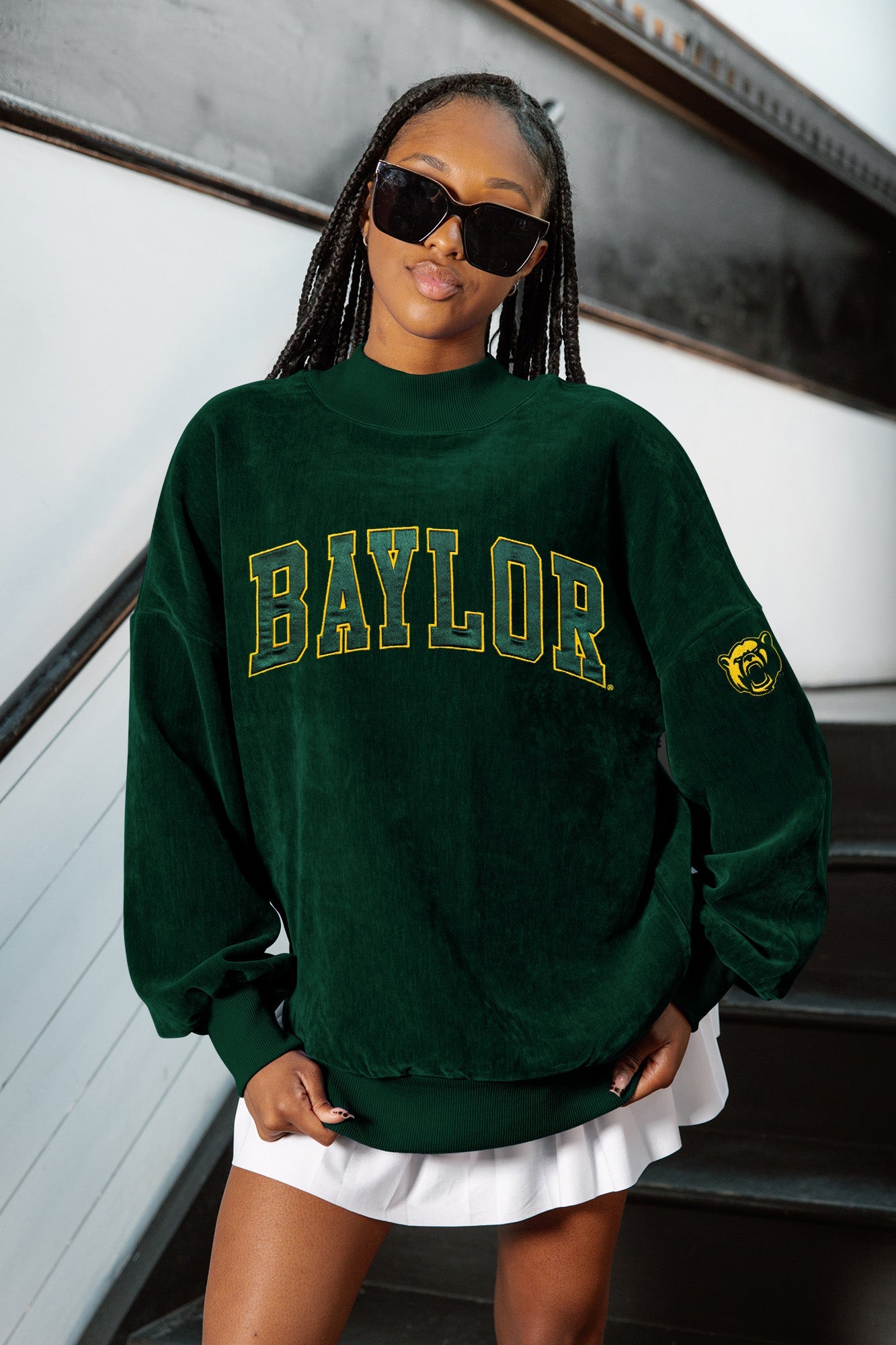 BAYLOR BEARS MAKE A MOVE MOCK NECK CHENILLE PULLOVER