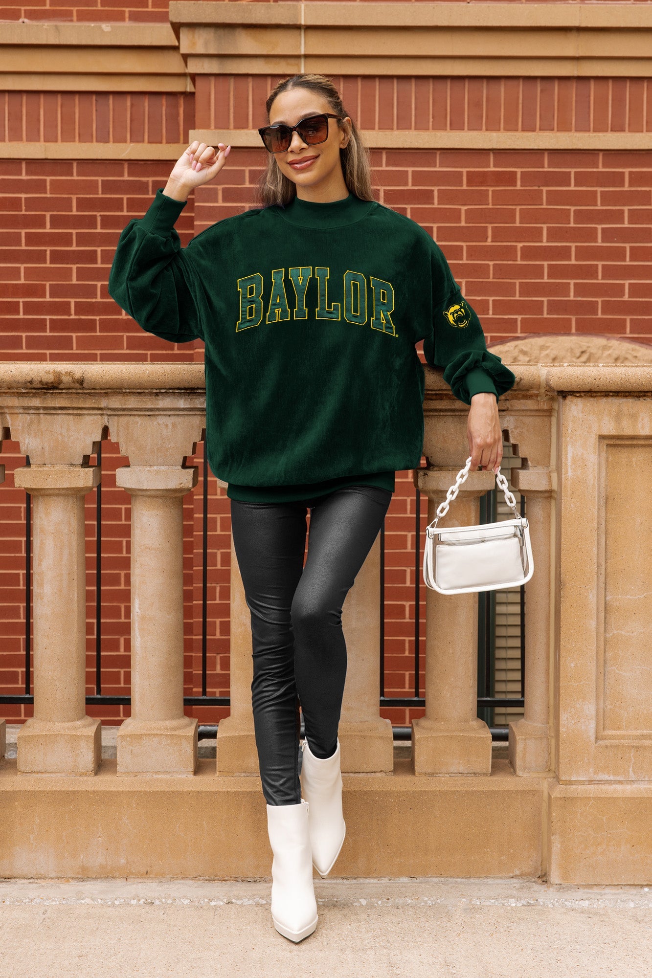 BAYLOR BEARS MAKE A MOVE MOCK NECK CHENILLE PULLOVER