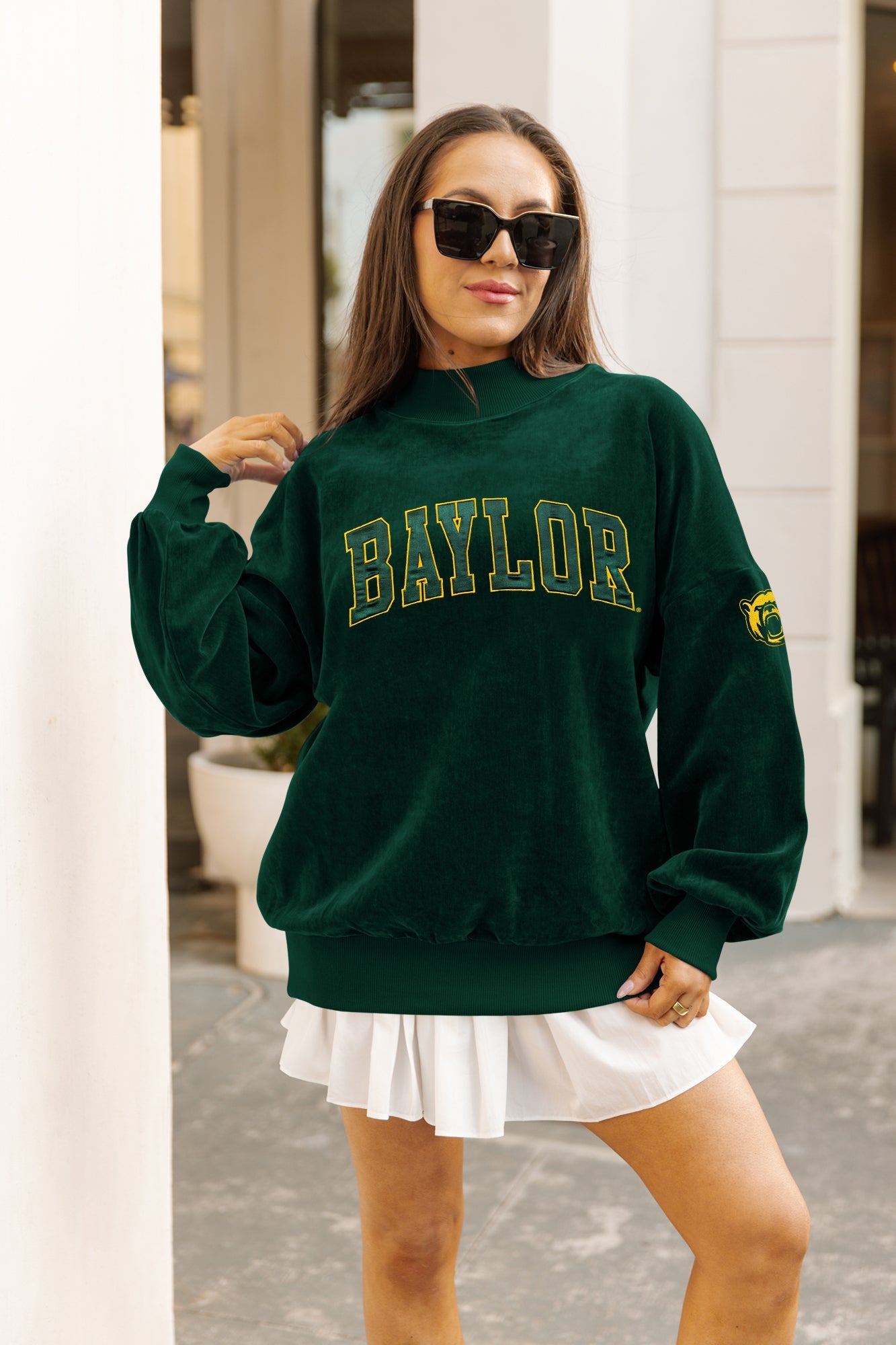 Dark Green Baylor Bears Mock Neck Pullover | Gameday Couture