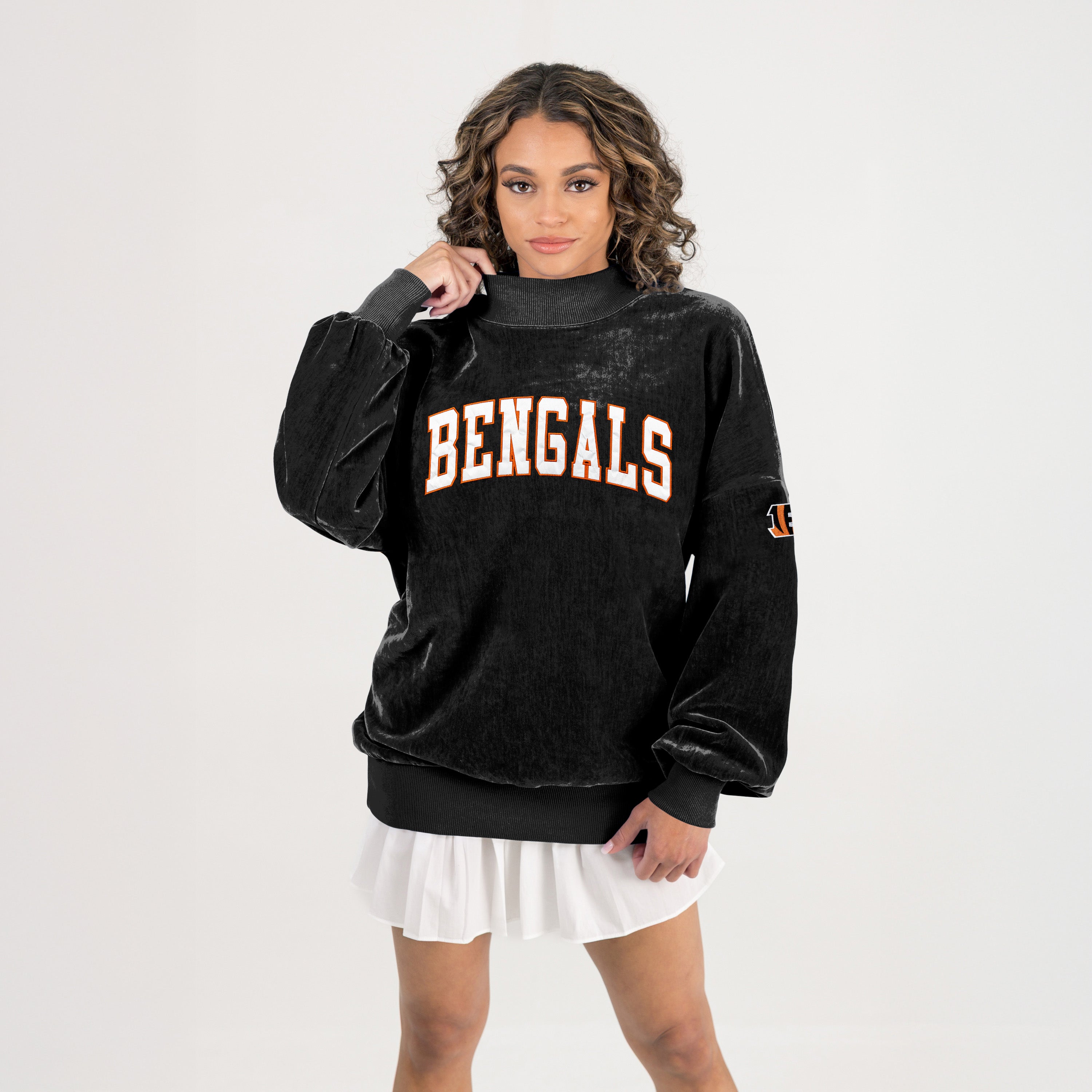 CINCINNATI BENGALS MAKE A MOVE MOCK NECK CHENILLE PULLOVER