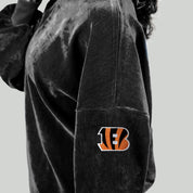 CINCINNATI BENGALS MAKE A MOVE MOCK NECK CHENILLE PULLOVER