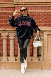 CLEMSON TIGERS MAKE A MOVE MOCK NECK CHENILLE PULLOVER