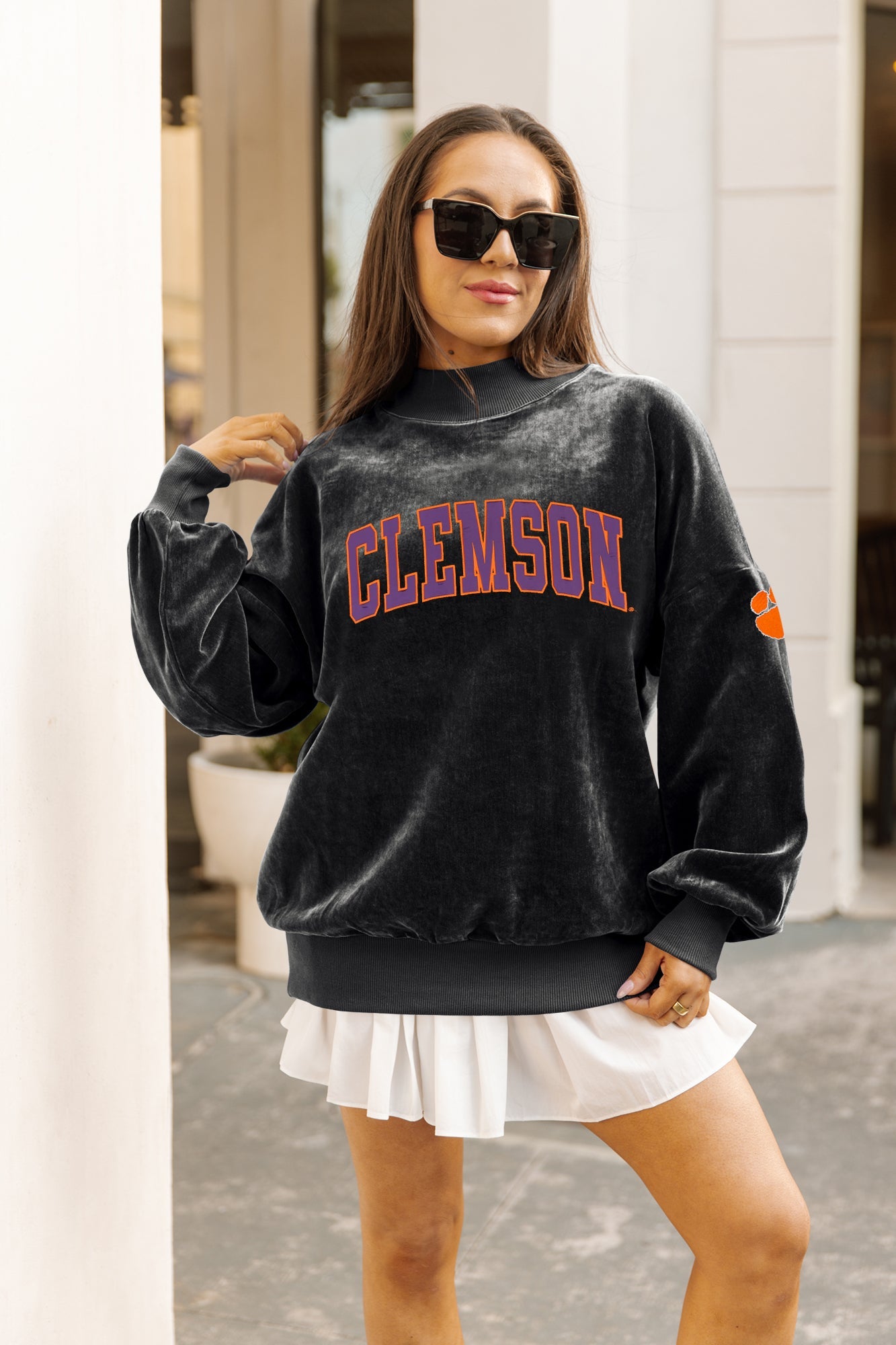 CLEMSON TIGERS MAKE A MOVE MOCK NECK CHENILLE PULLOVER