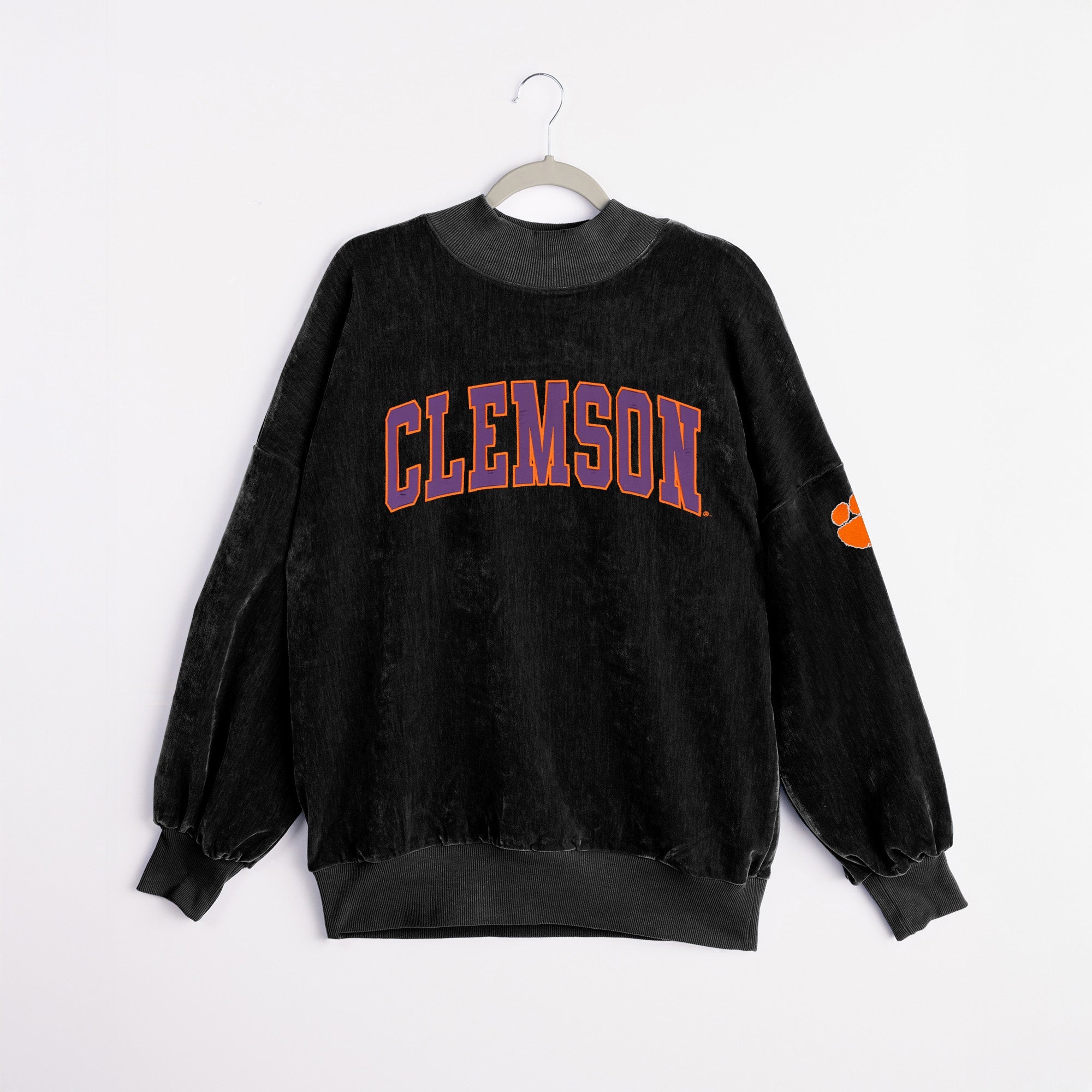 CLEMSON TIGERS MAKE A MOVE MOCK NECK CHENILLE PULLOVER