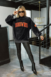 CLEVELAND BROWNS MAKE A MOVE MOCK NECK CHENILLE PULLOVER