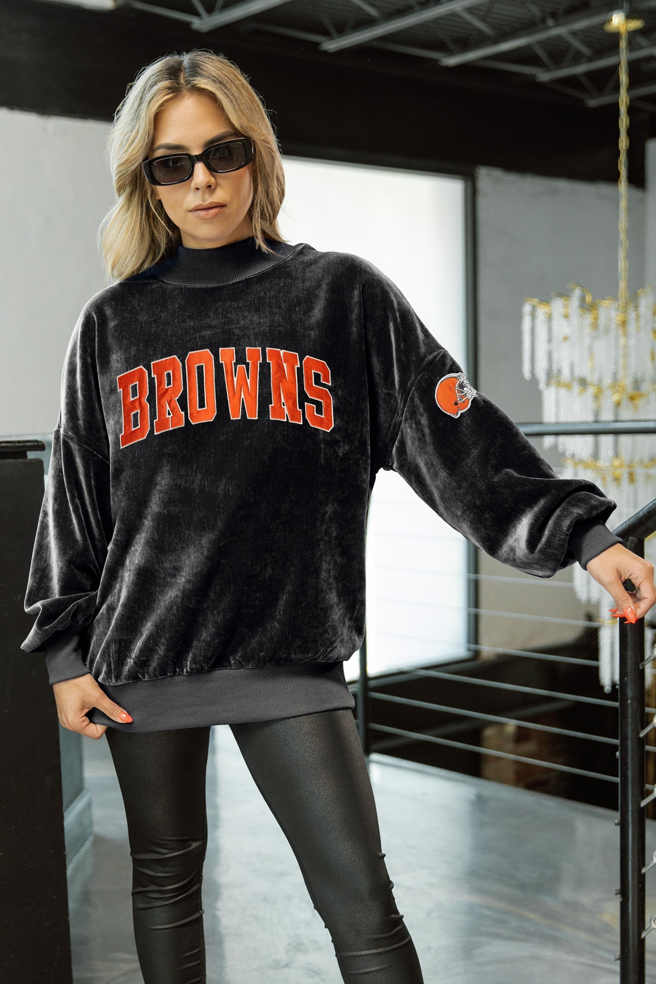 CLEVELAND BROWNS MAKE A MOVE MOCK NECK CHENILLE PULLOVER | Gameday