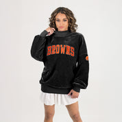 CLEVELAND BROWNS MAKE A MOVE MOCK NECK CHENILLE PULLOVER