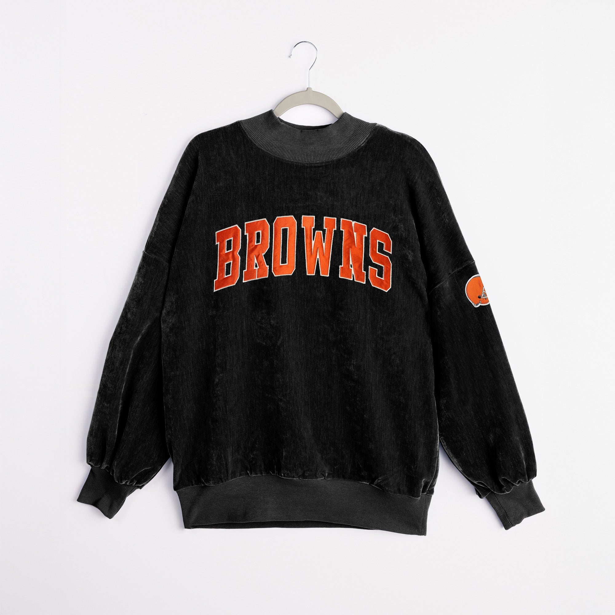 CLEVELAND BROWNS MAKE A MOVE MOCK NECK CHENILLE PULLOVER