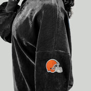CLEVELAND BROWNS MAKE A MOVE MOCK NECK CHENILLE PULLOVER