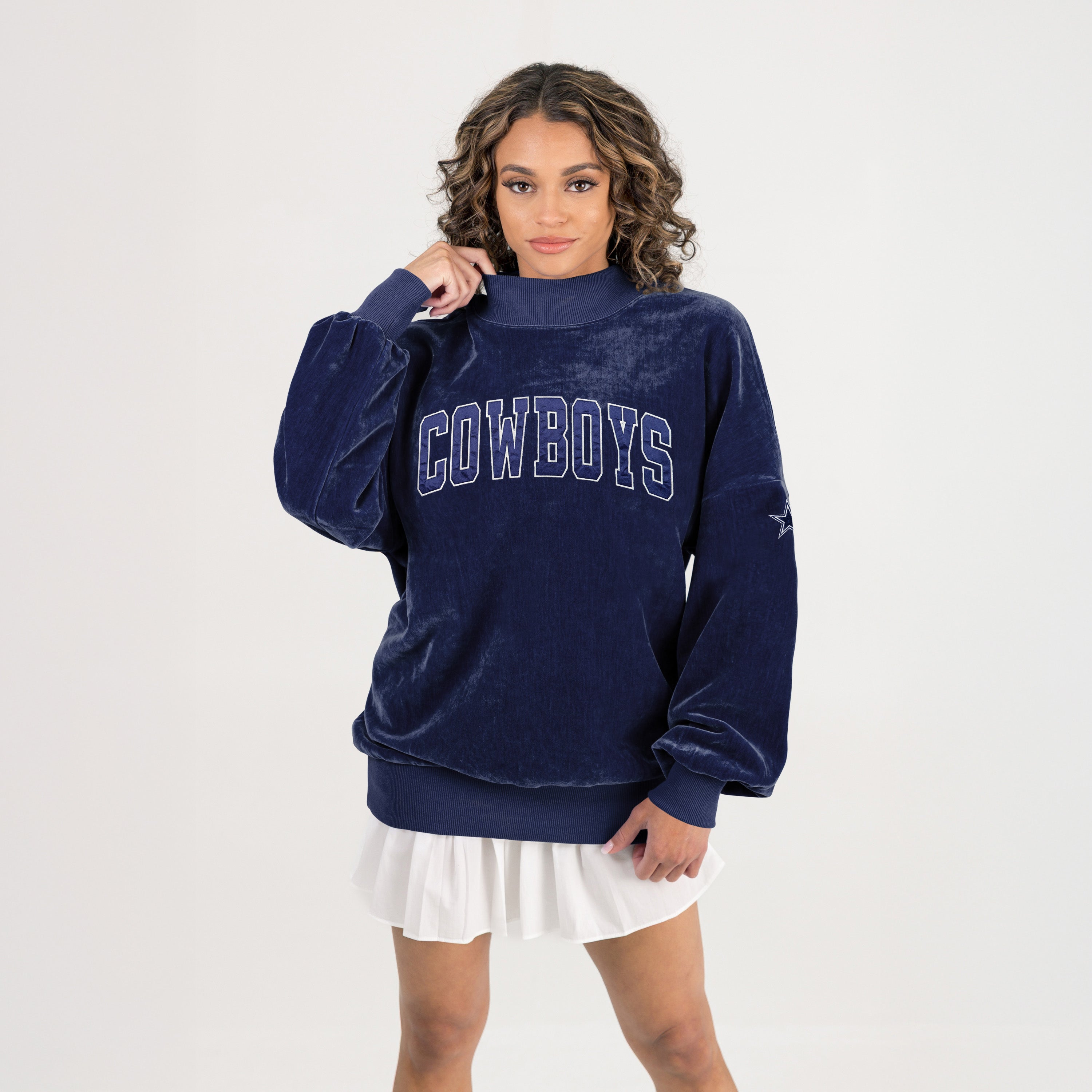 DALLAS COWBOYS MAKE A MOVE MOCK NECK CHENILLE PULLOVER