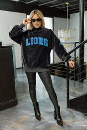 DETROIT LIONS MAKE A MOVE MOCK NECK CHENILLE PULLOVER