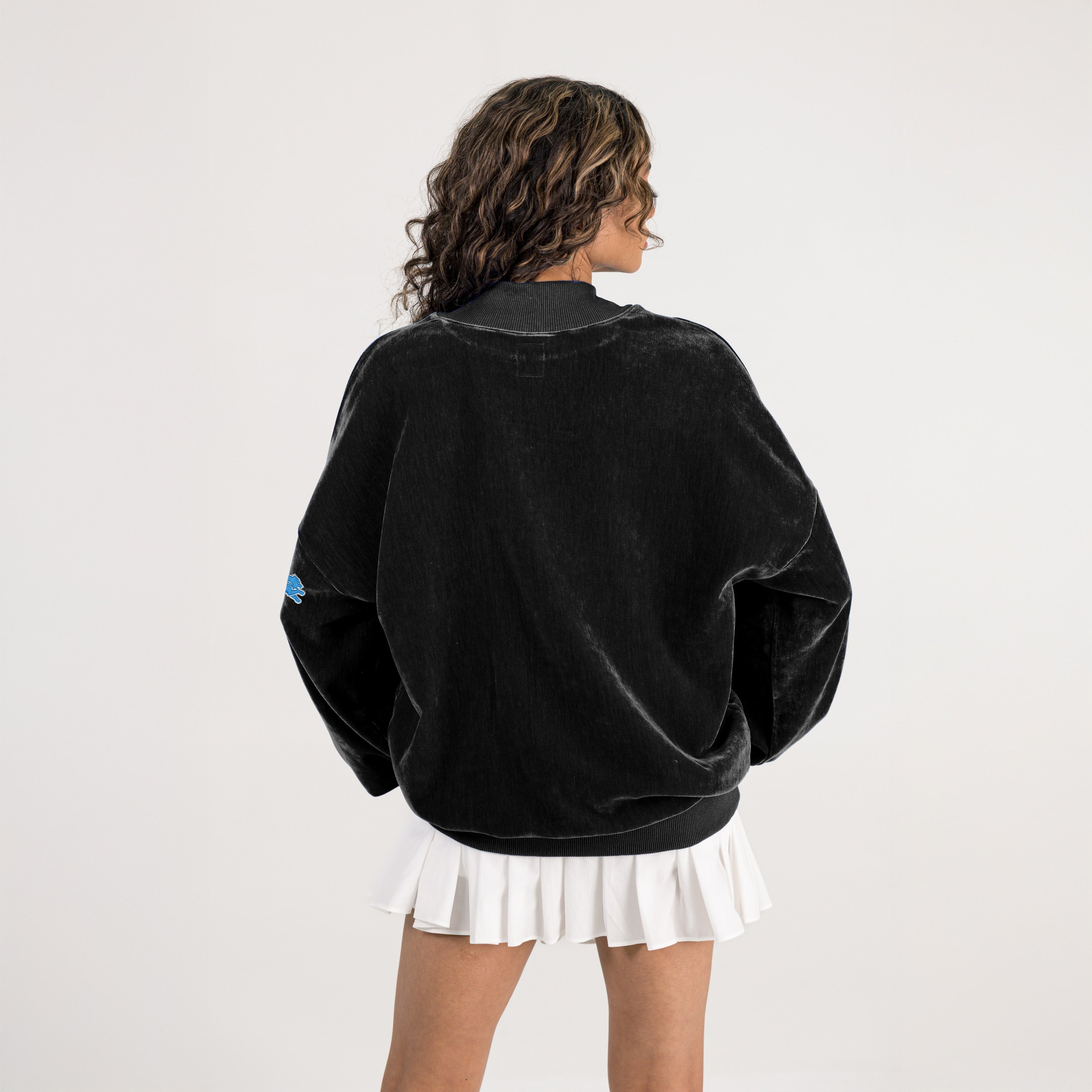 DETROIT LIONS MAKE A MOVE MOCK NECK CHENILLE PULLOVER