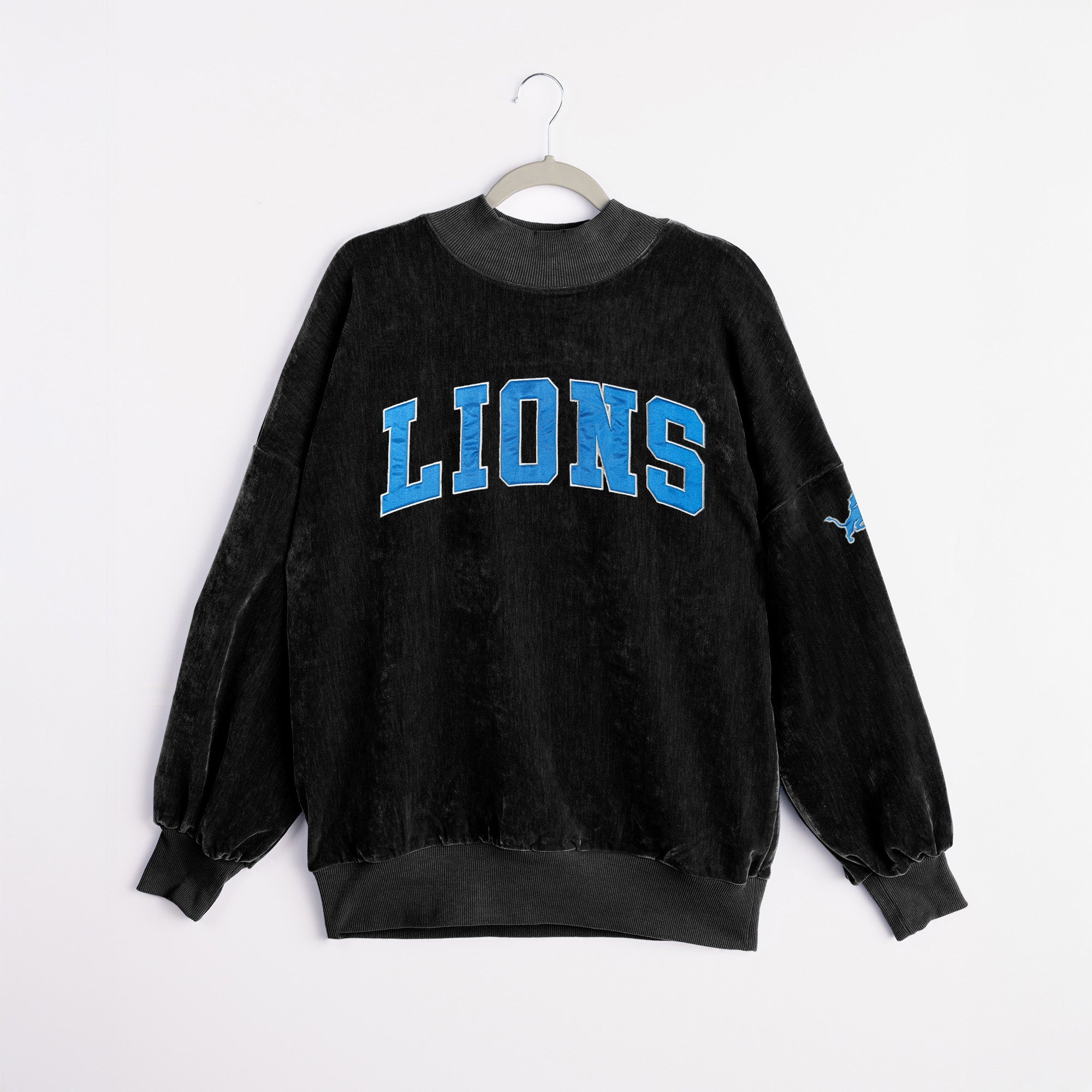 DETROIT LIONS MAKE A MOVE MOCK NECK CHENILLE PULLOVER