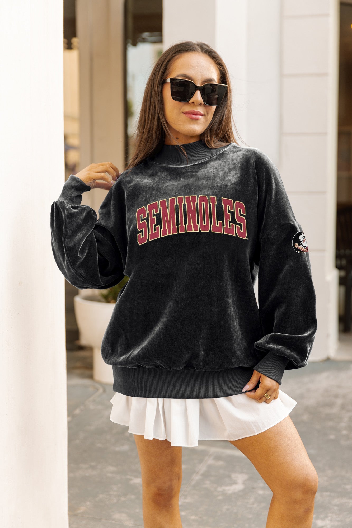 FLORIDA STATE SEMINOLES MAKE A MOVE MOCK NECK CHENILLE PULLOVER