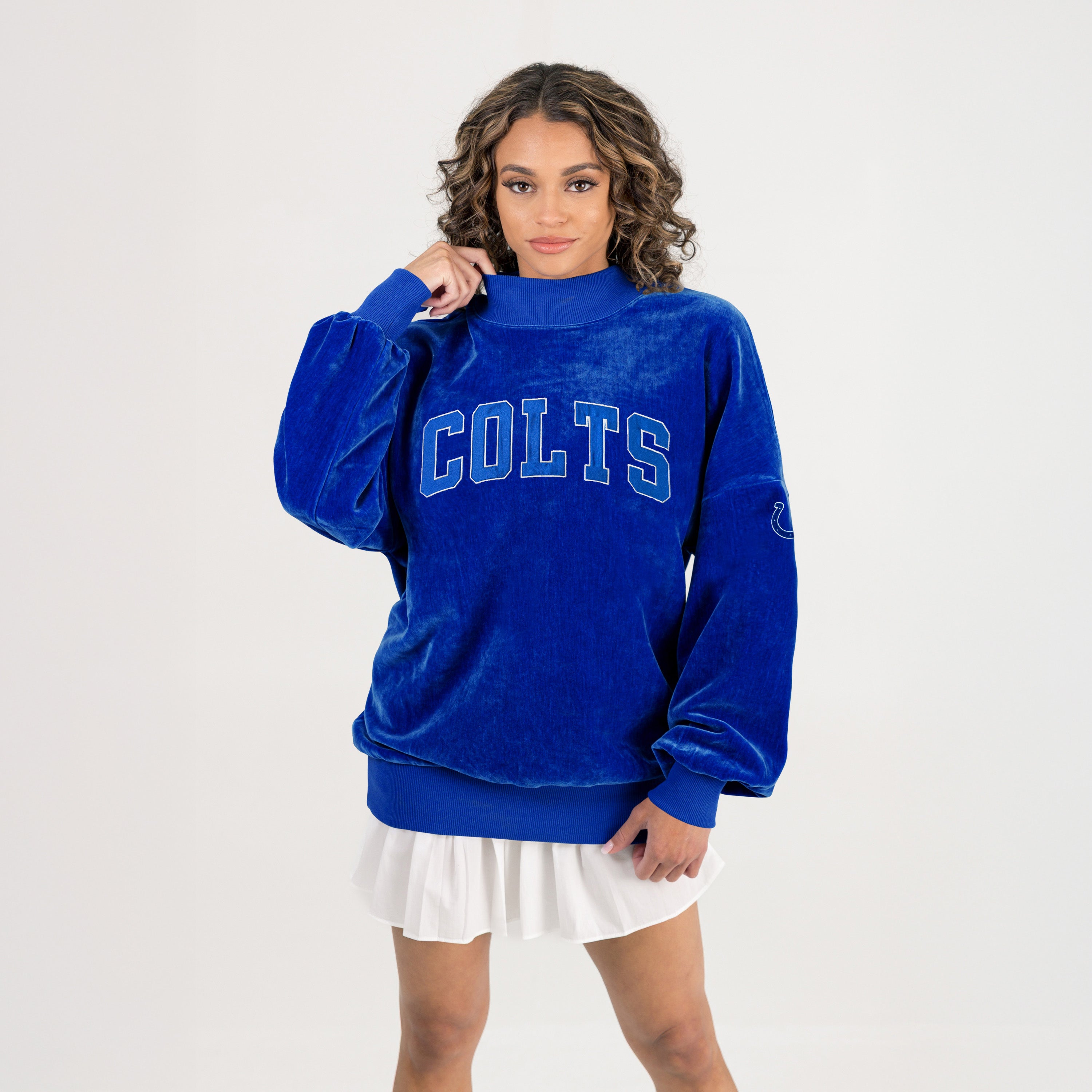 INDIANAPOLIS COLTS MAKE A MOVE MOCK NECK CHENILLE PULLOVER