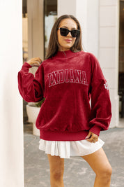 INDIANA HOOSIERS MAKE A MOVE MOCK NECK CHENILLE PULLOVER