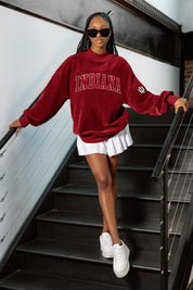 INDIANA HOOSIERS MAKE A MOVE MOCK NECK CHENILLE PULLOVER