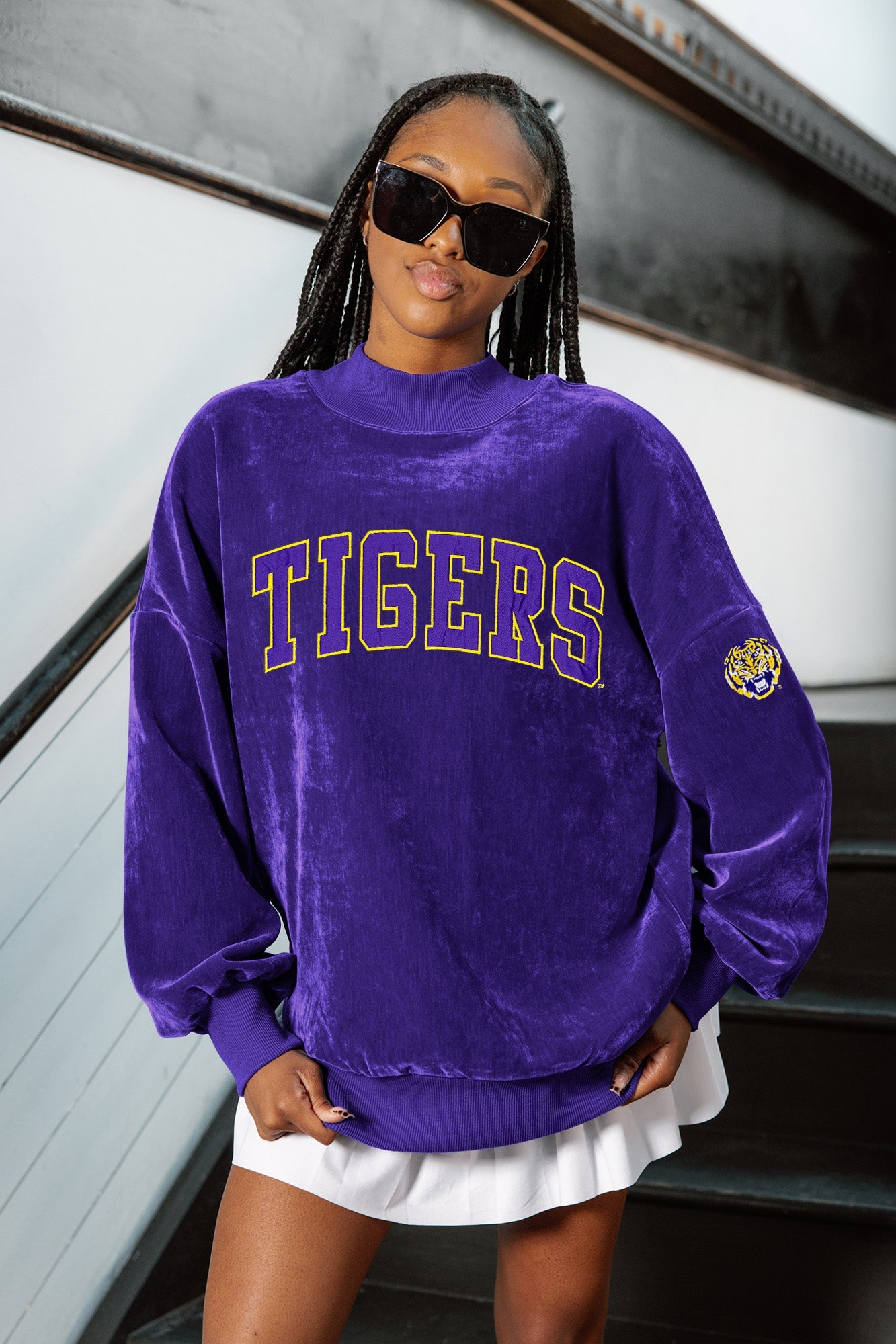 LSU TIGERS MAKE A MOVE MOCK NECK CHENILLE PULLOVER