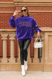 LSU TIGERS MAKE A MOVE MOCK NECK CHENILLE PULLOVER