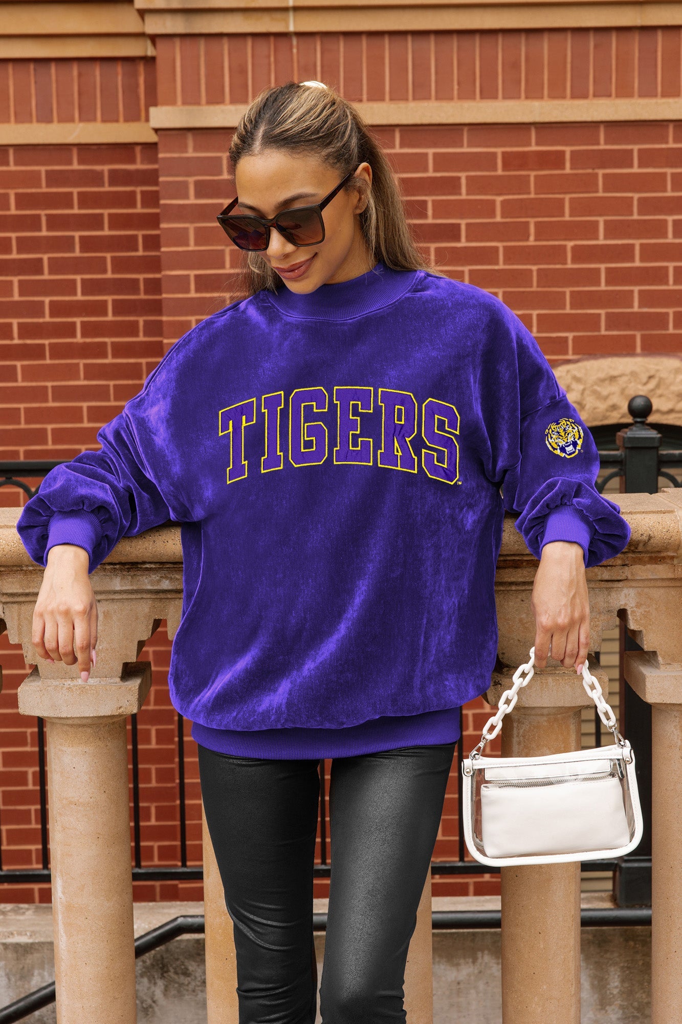 LSU TIGERS MAKE A MOVE MOCK NECK CHENILLE PULLOVER
