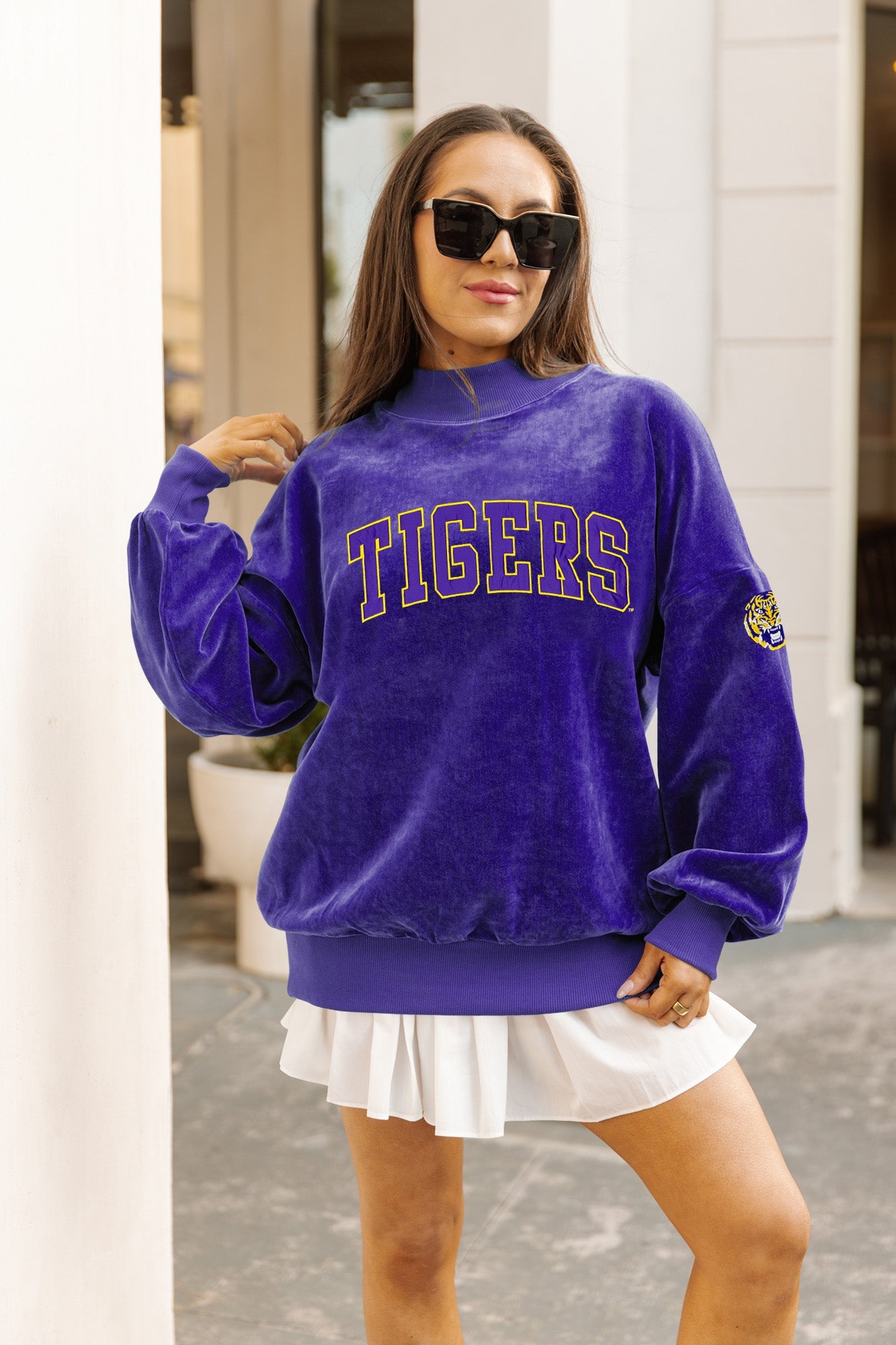 LSU TIGERS MAKE A MOVE MOCK NECK CHENILLE PULLOVER