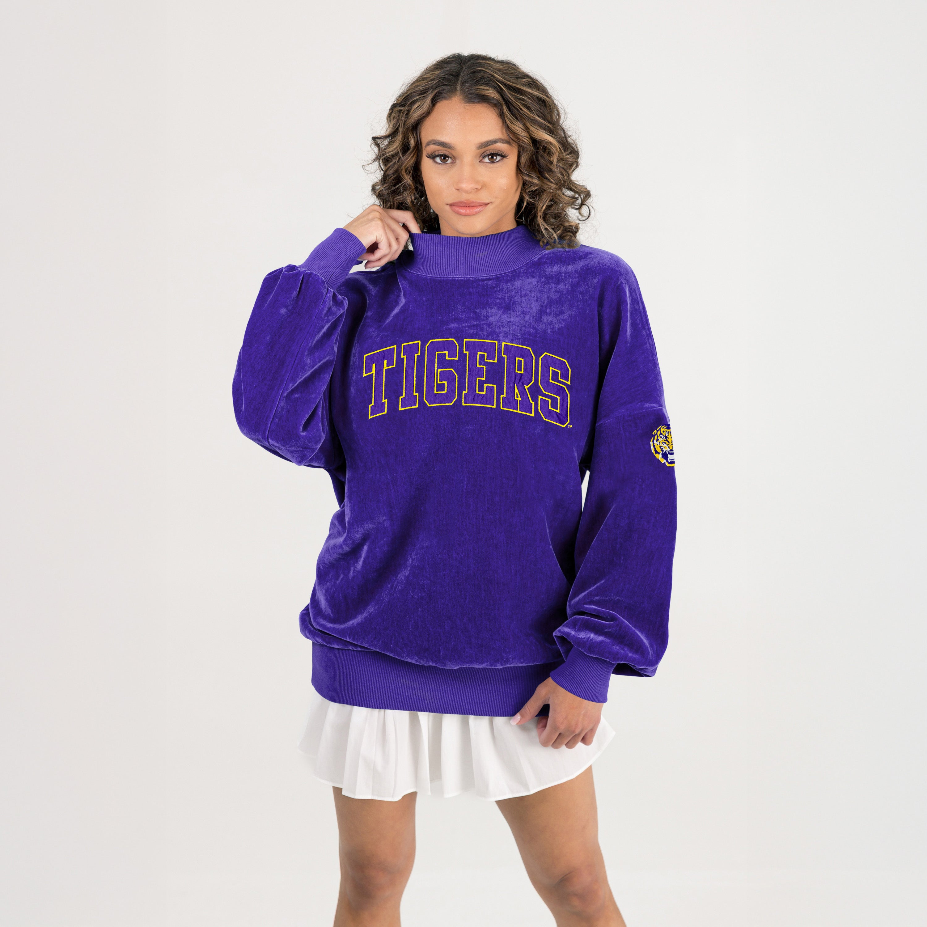 LSU TIGERS MAKE A MOVE MOCK NECK CHENILLE PULLOVER