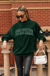 MICHIGAN STATE SPARTANS MAKE A MOVE MOCK NECK CHENILLE PULLOVER