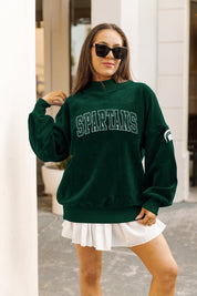 MICHIGAN STATE SPARTANS MAKE A MOVE MOCK NECK CHENILLE PULLOVER