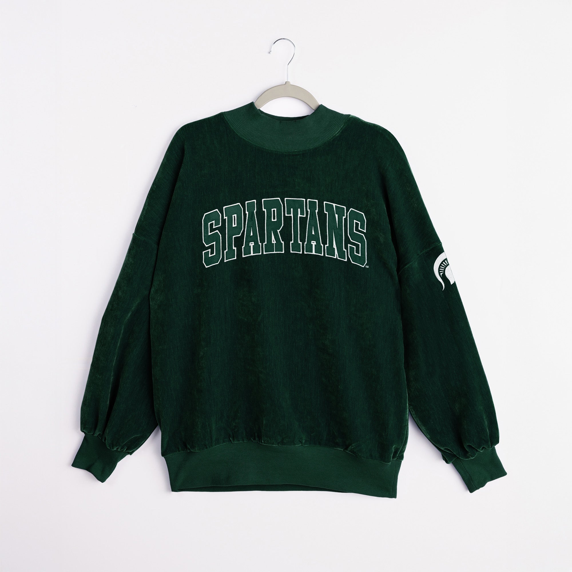 MICHIGAN STATE SPARTANS MAKE A MOVE MOCK NECK CHENILLE PULLOVER