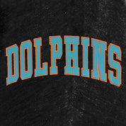 Black Miami Dolphins Mock Neck Pullover - Close-Up Aqua and Orange Arched Dolphins Chenille Lettering | Gameday Couture - SOHO