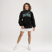 Black Miami Dolphins Make A Move Pullover - Close-Up Mock Neck & Chenille Fabric Texture Detail | Gameday Couture - SOHO