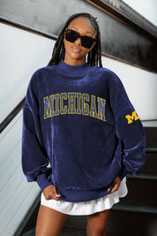 MICHIGAN WOLVERINES MAKE A MOVE MOCK NECK CHENILLE PULLOVER
