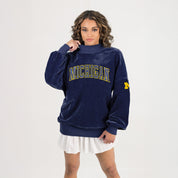 MICHIGAN WOLVERINES MAKE A MOVE MOCK NECK CHENILLE PULLOVER